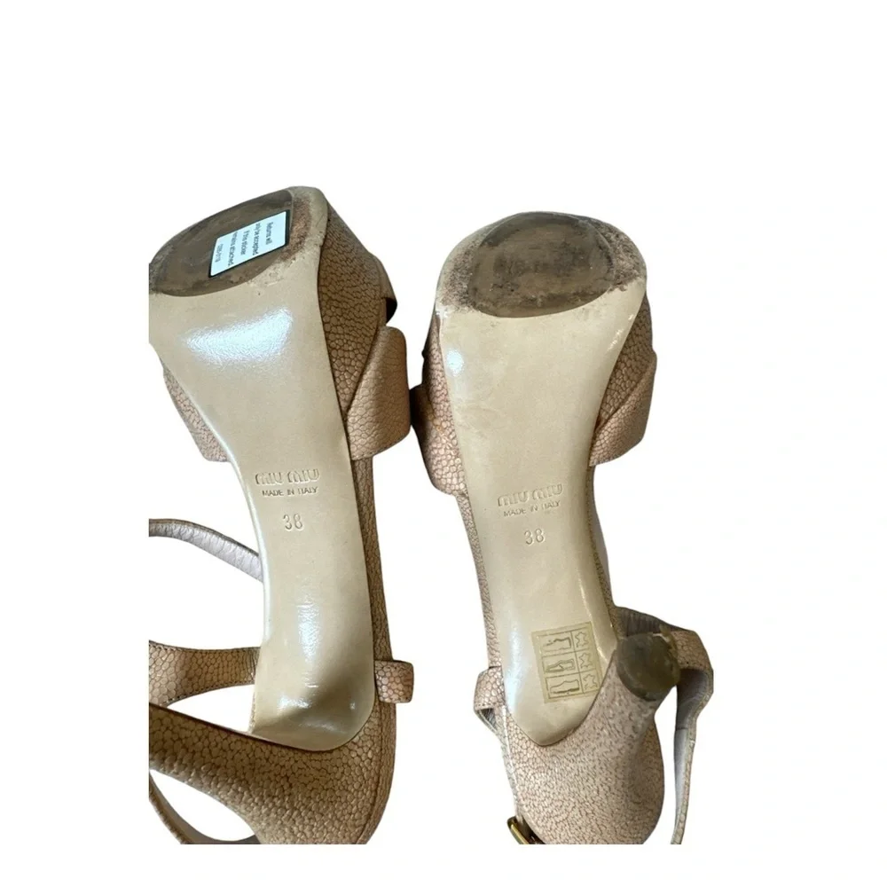 Miu Miu Platform High Heels Cream strap heels 38
